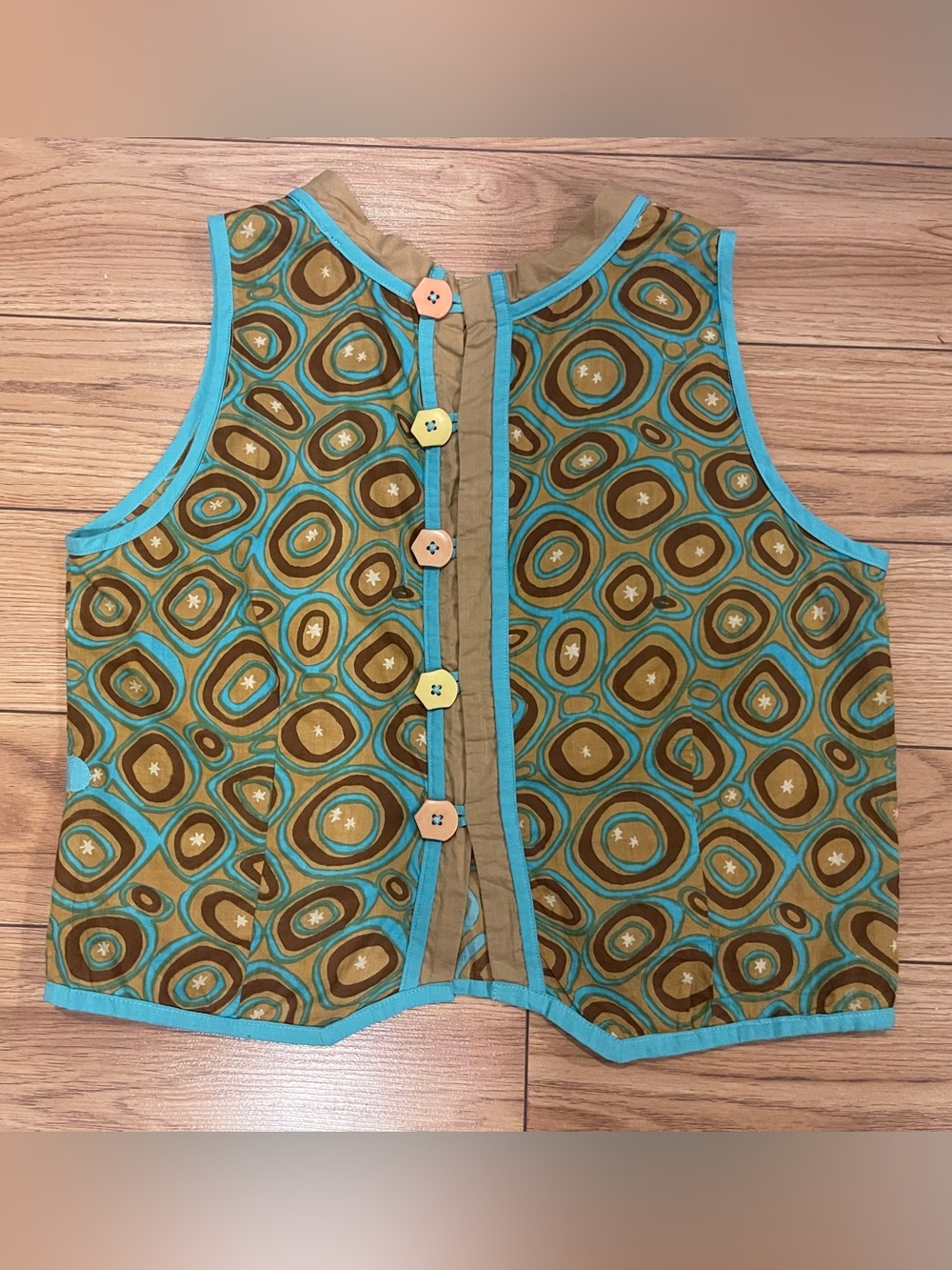 Vintage 90’s Y2k Abstract Crop Top Sleeveless Patchwork (40) medium boho vintage - Picture 4 of 9